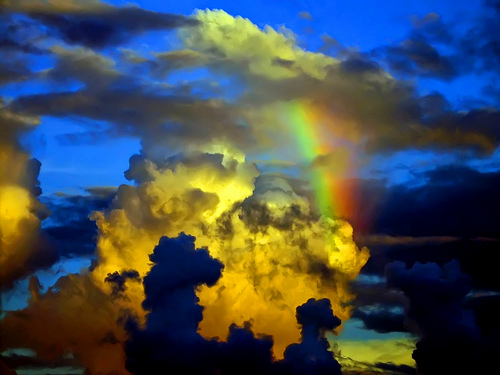 clouds rainbow in sky