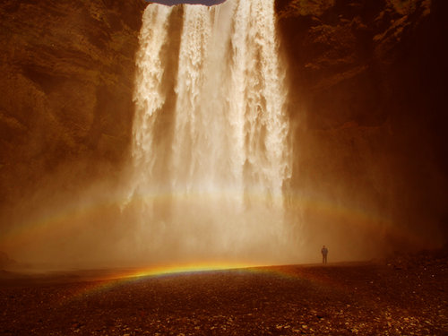 nature waterfall double rainbow