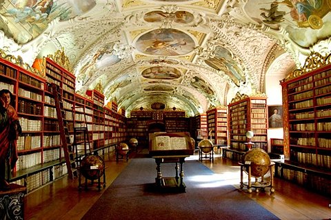 library with great ceiling paintings
