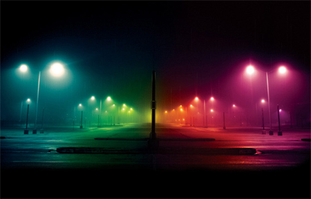 colored lights parking lot