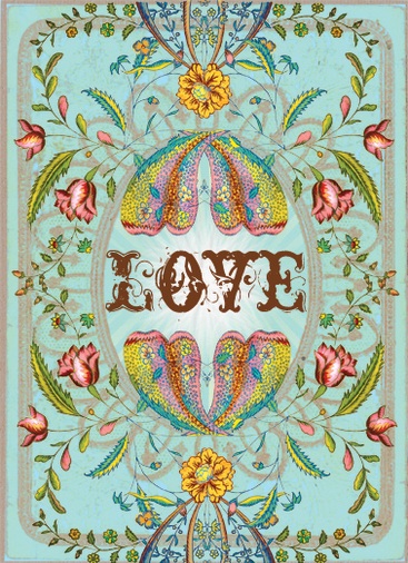 pretty "love" on floral background